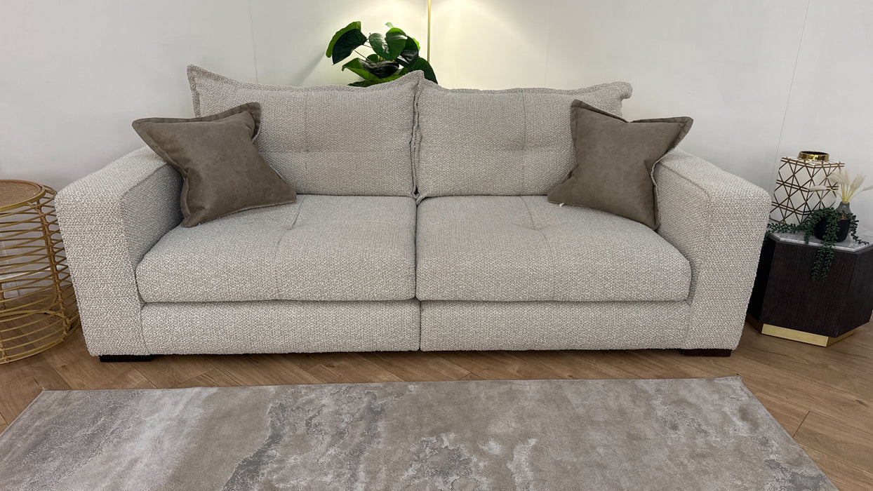 Sofology Artisan Fabric 4 Seater Split in Chunky Boucle Natural/Mink Mix