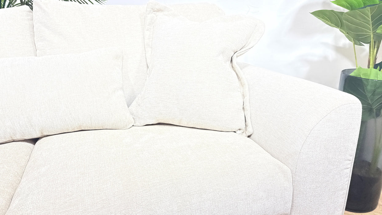 Sofology Mayfair Fabric 2 Seater Feather Flex Seats in Linen Look Chenille Natural