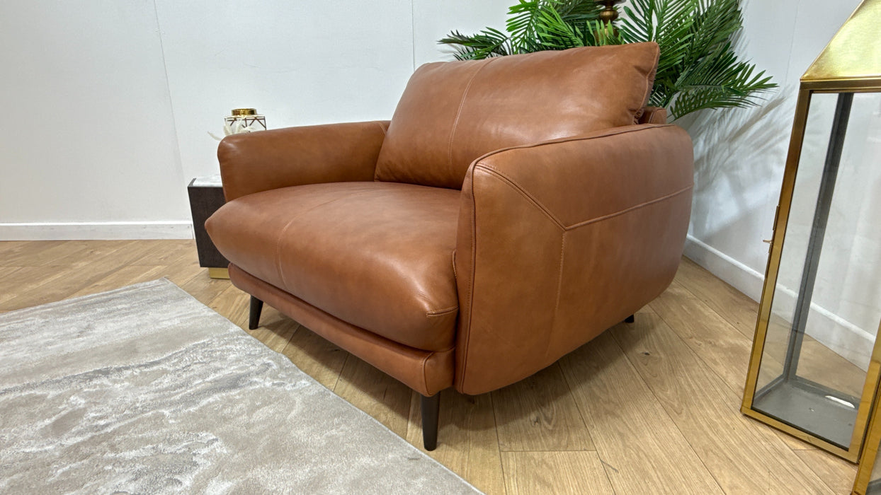 Sofology Adler Leather Loveseat in Relaxed Soft Tan