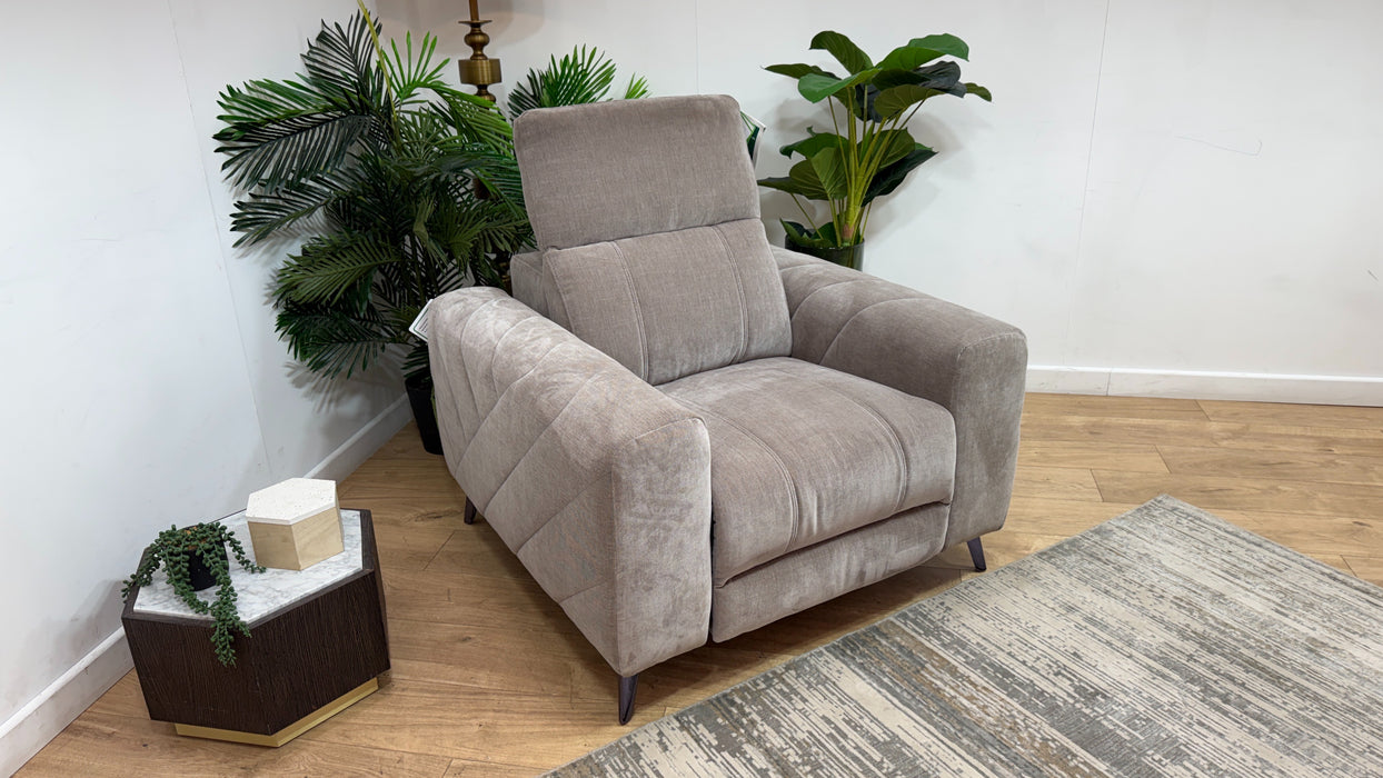Sofology Allure Fabric Chair Power Recliner/Headrest in Relaxed Chenille Nutmeg