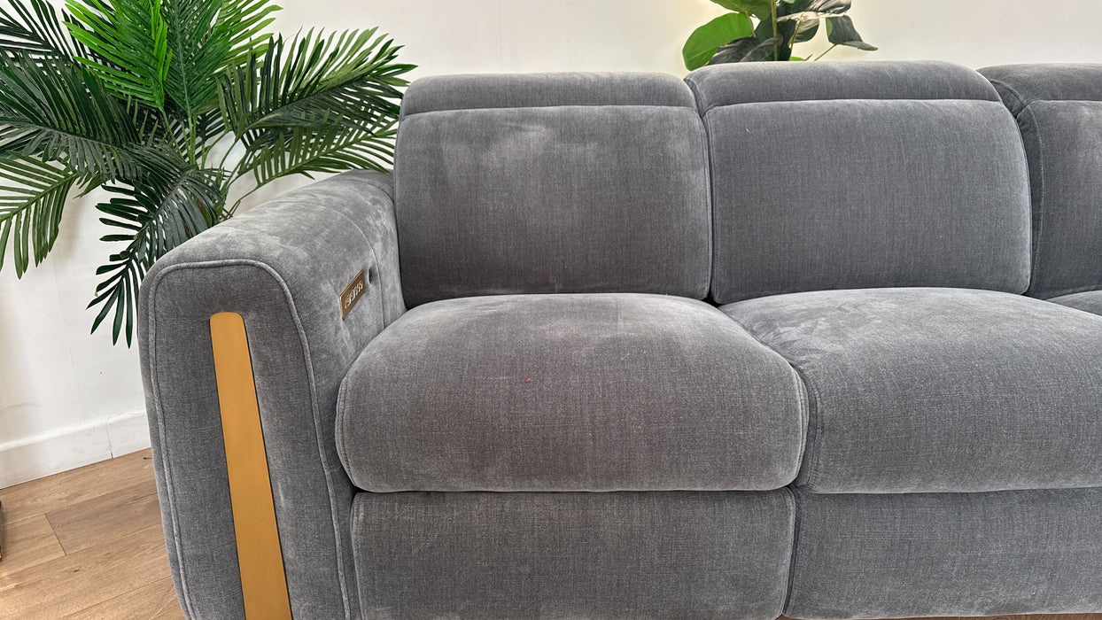 Sofology Kingsbridge Fabric 3 Seater Power Recliner/Headrest Heated Seat in Relaxed Chenille Charcoal