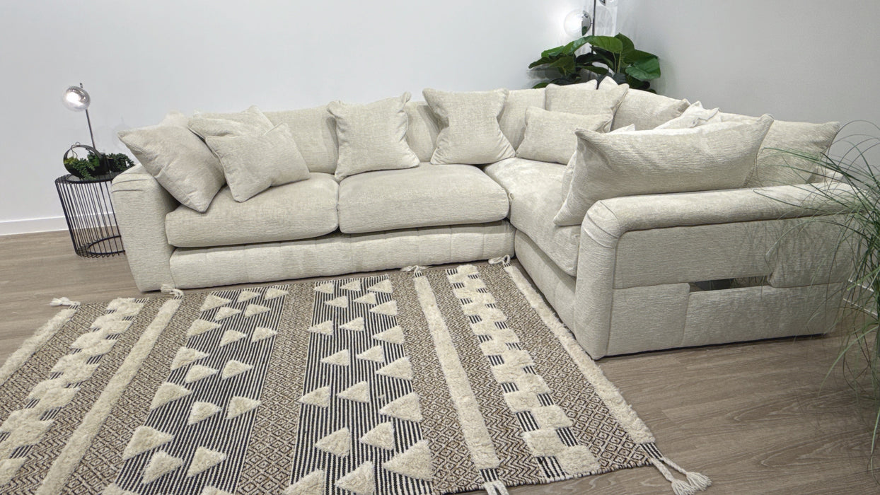 Sofology Westwood 3 Corner 1  Fabric Sofa in Teddy Chenille Mist All Over