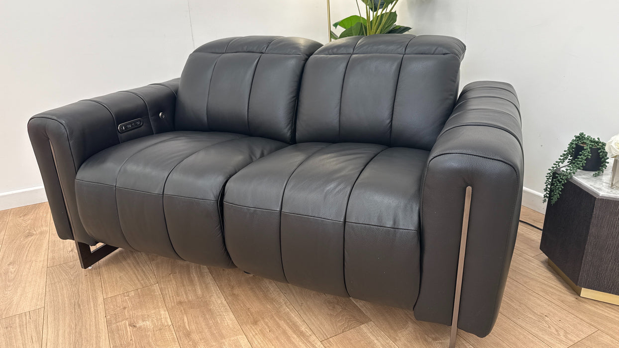 Sofology Paramount 2 Seater Recliner in Trusty Embossed Leather Jet Black