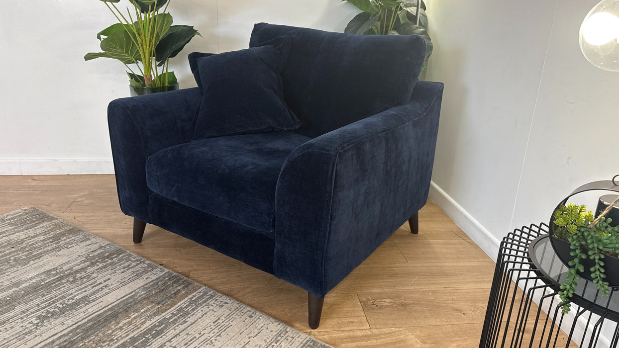 Sofology Mayfair Fabric  Chair in Soft Chenille Navy All Over