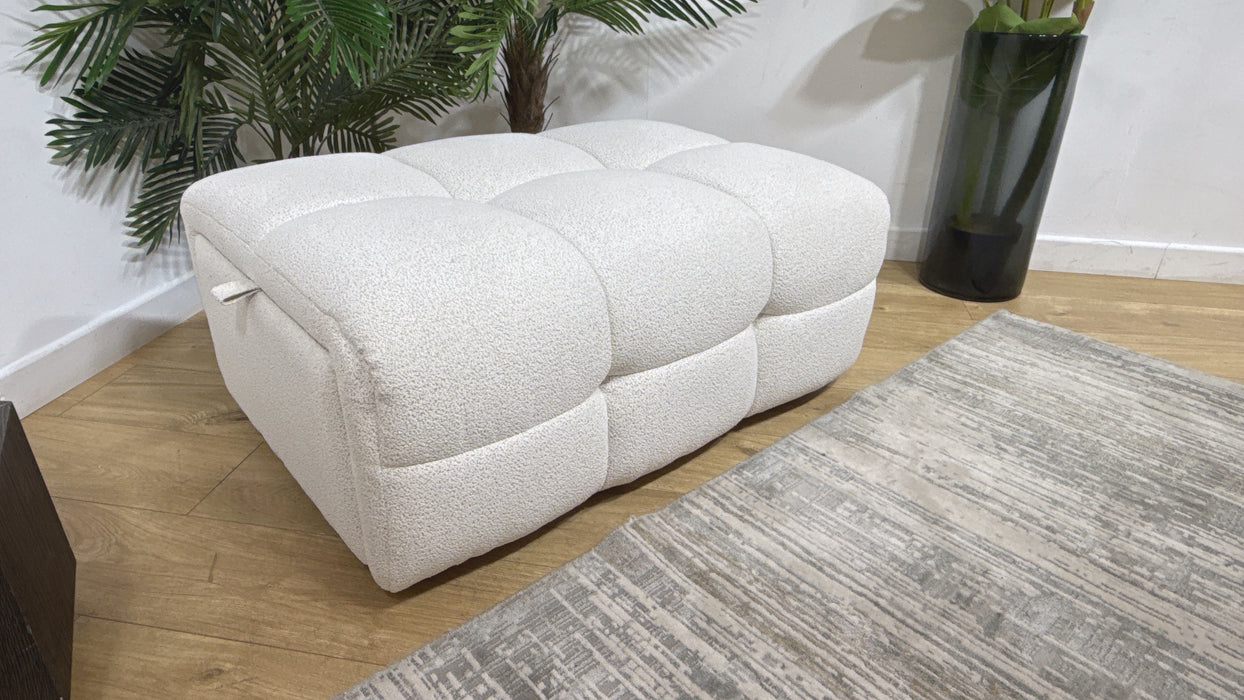Sofology Lunar Fabric Designer Storage Footstool in Woven Boucle Linen