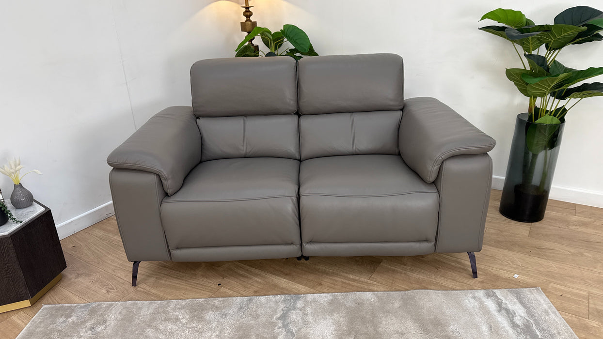 Sofology The Fratelli Leather 2 Seater Power Recliner/Headrest in Trusty Embossed Elephant