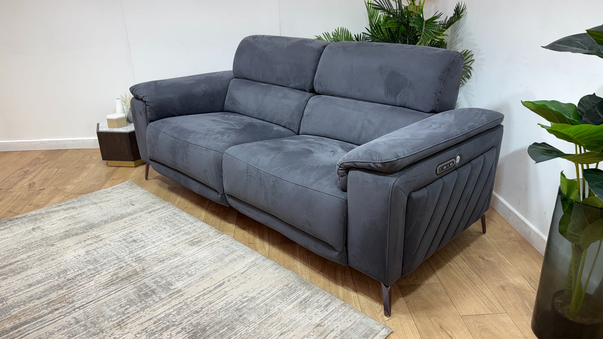 Sofology Fratelli Fabric 2.5 Seater Power Recliner/Headrest in Lifestyle Nubuck Feel Charcoal
