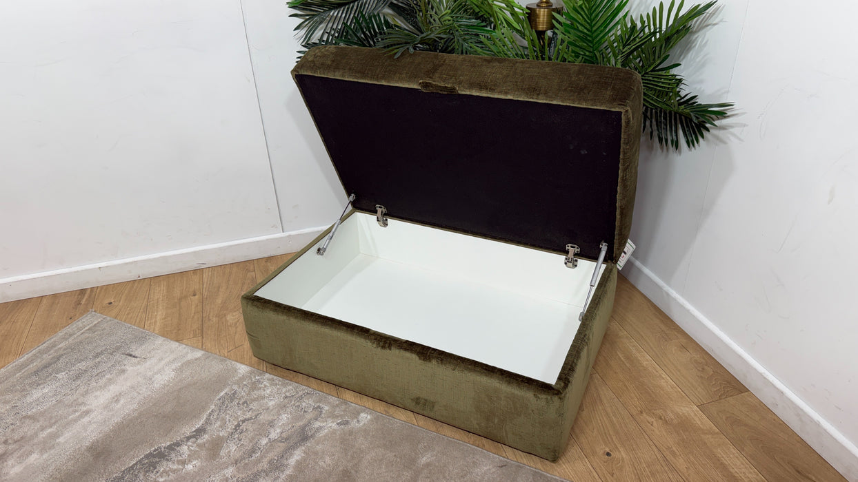 Sofology Regency Fabric Large Storage Footstool in Luxe Chenille Olive