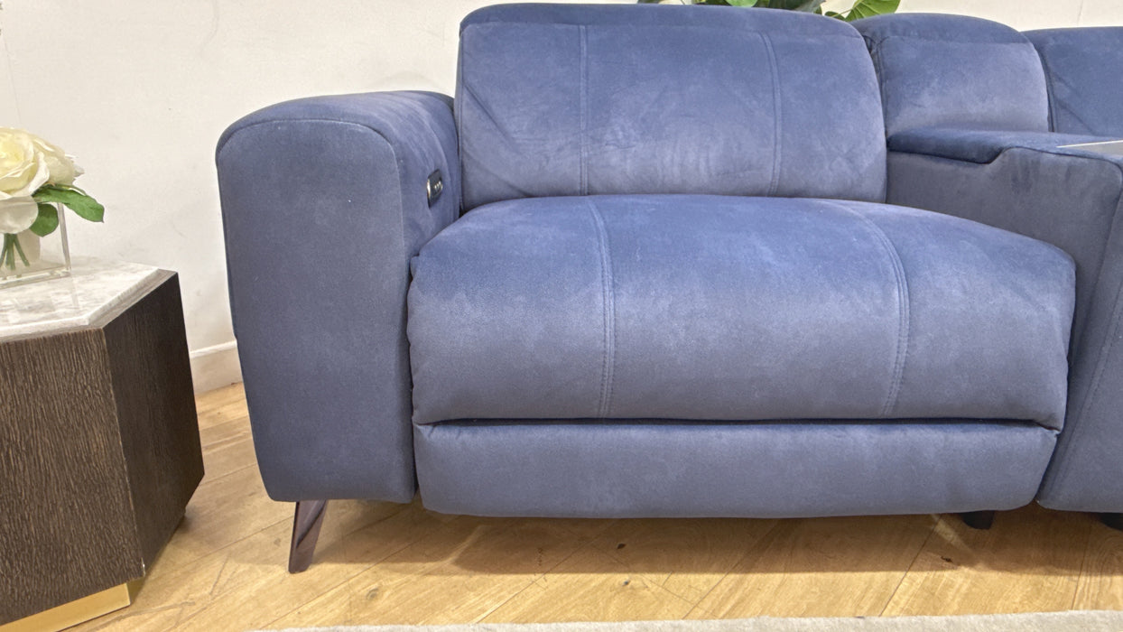Sofology Allure Fabric 2.5 Seater Screen Console Power Recliner/Headrest Heated Seats Lumbar Support Speakers in Lifestyle Flecked Navy