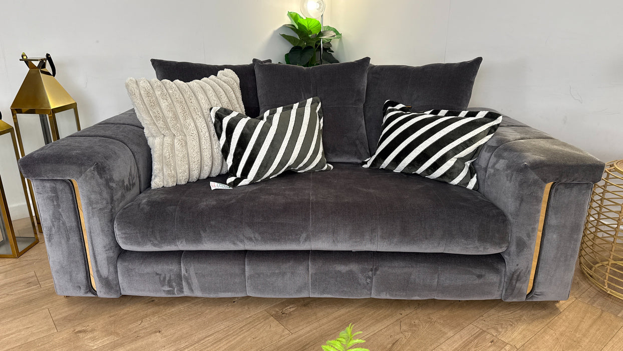 Sofology The Oscar 2 Seater Fabric Sofa in Fine Textured Chenille Grey Mix