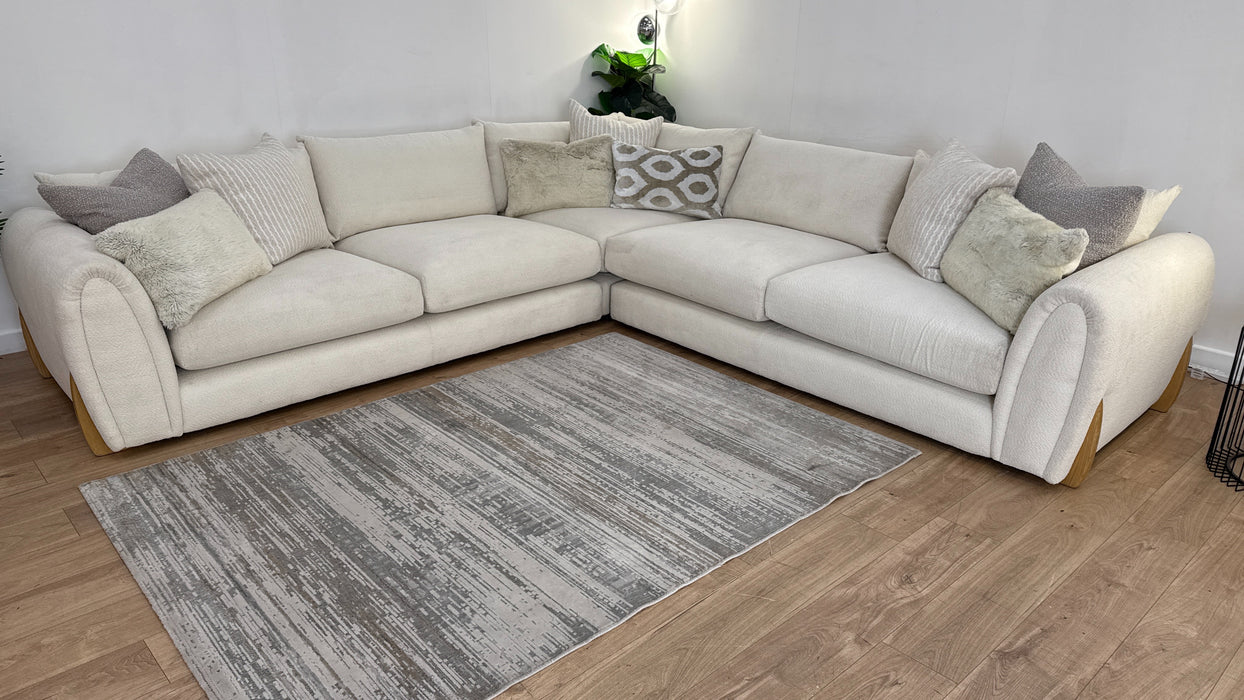 Sofology Marble Arch Fabric 3 Corner 3 in Camden Wood Trim Ecru Mix