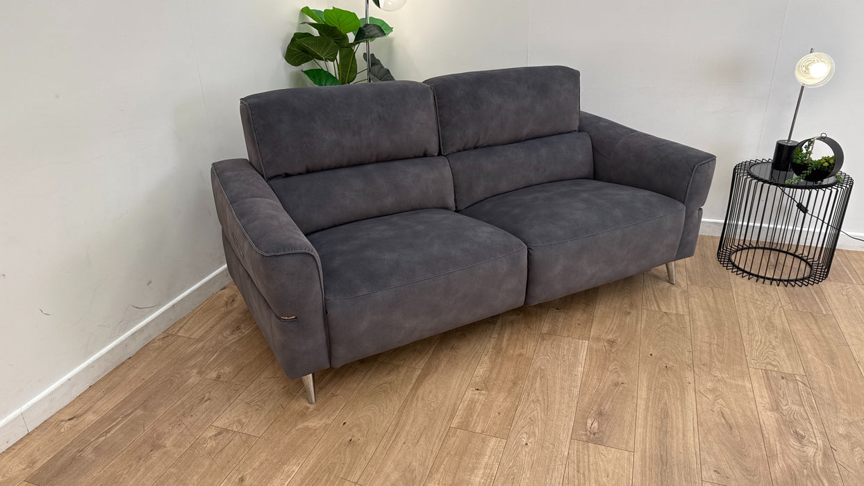 Sofology Dakota Fabric 3 Seater Power Recliner/Headrest in Lifestyle Mottled Charcoal