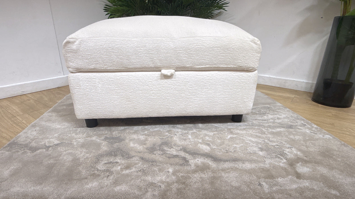 Sofology Bellagio Fabric Storage Extra Flex Footstool in Chunky Luxe Chenille Snow