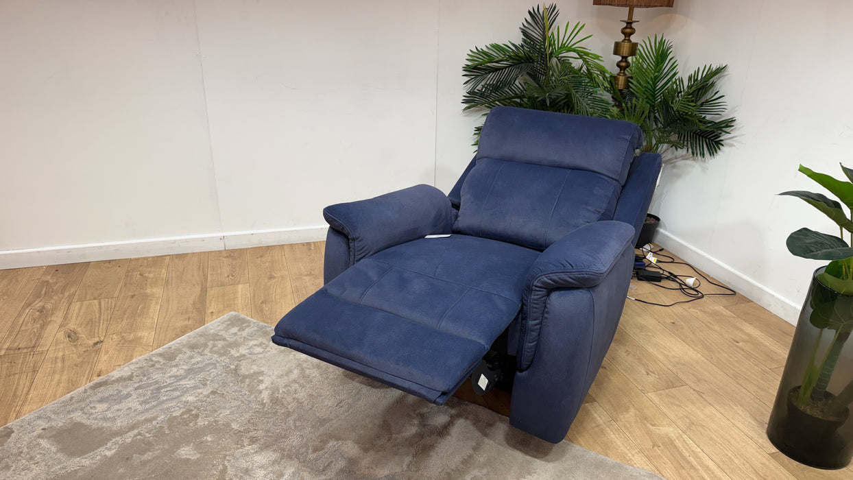 Sofology Bradie Fabric Chair Power Recliner/Headrest in Lifestyle Flecked Navy