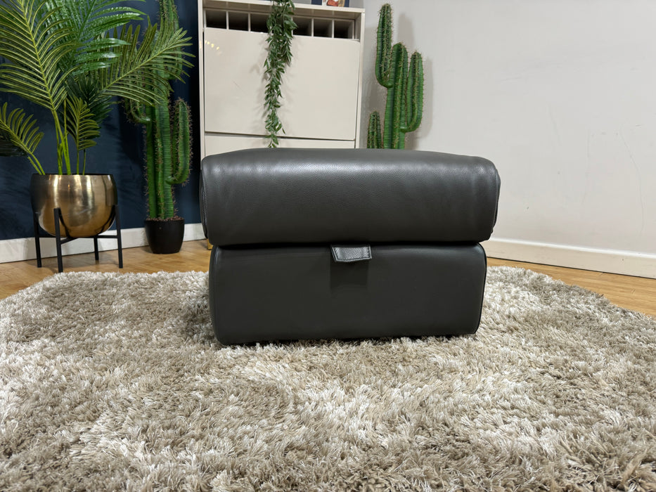 Ezra Leather Storage Footstool - Charcoal - (WA2)