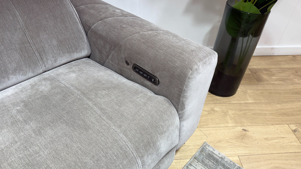 Sofology Allure Fabric 2.5 Seater Power Recliner/Headrest Heated Seats Lumbar Support in Relaxed Chenille Nutmeg
