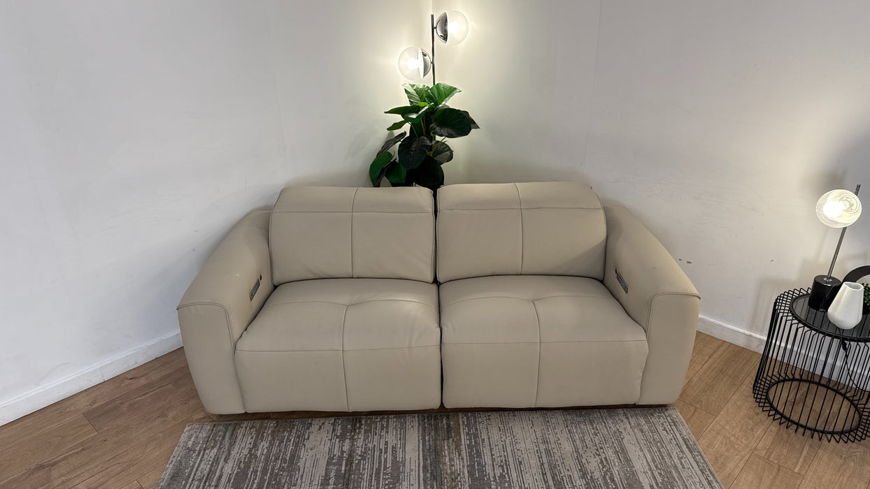 Sofology The Riviera Leather 2.5 Seater Power Recliner/Headrest Heated Seat in Trusty Super Matt Stone