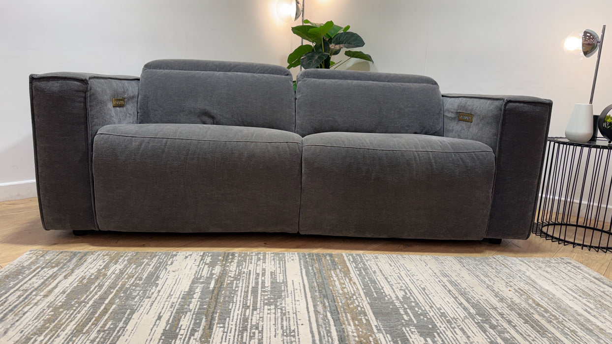 Sofology Horizon Fabric 2.5 Seater Power Recliner/Headrest in Textured Chenille Charcoal