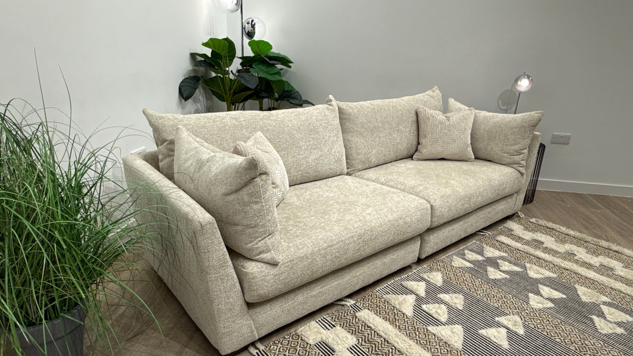Sofology The Tallulah 4 Seater Split Fabric Sofa in Basketweave Chenille Cream Mix