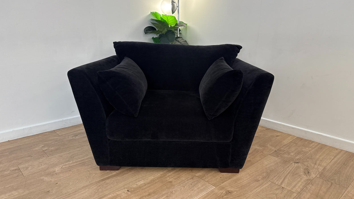 Sofology Calista Fabric Loveseat Full Back in Soft Chenille Ebony