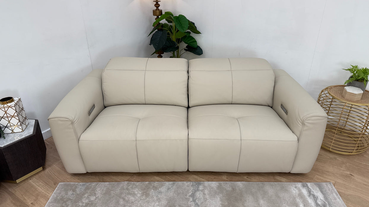 Sofology The Riviera Leather 2.5 Seater Power Recliner/Headrest in Trusty Super Matt Stone