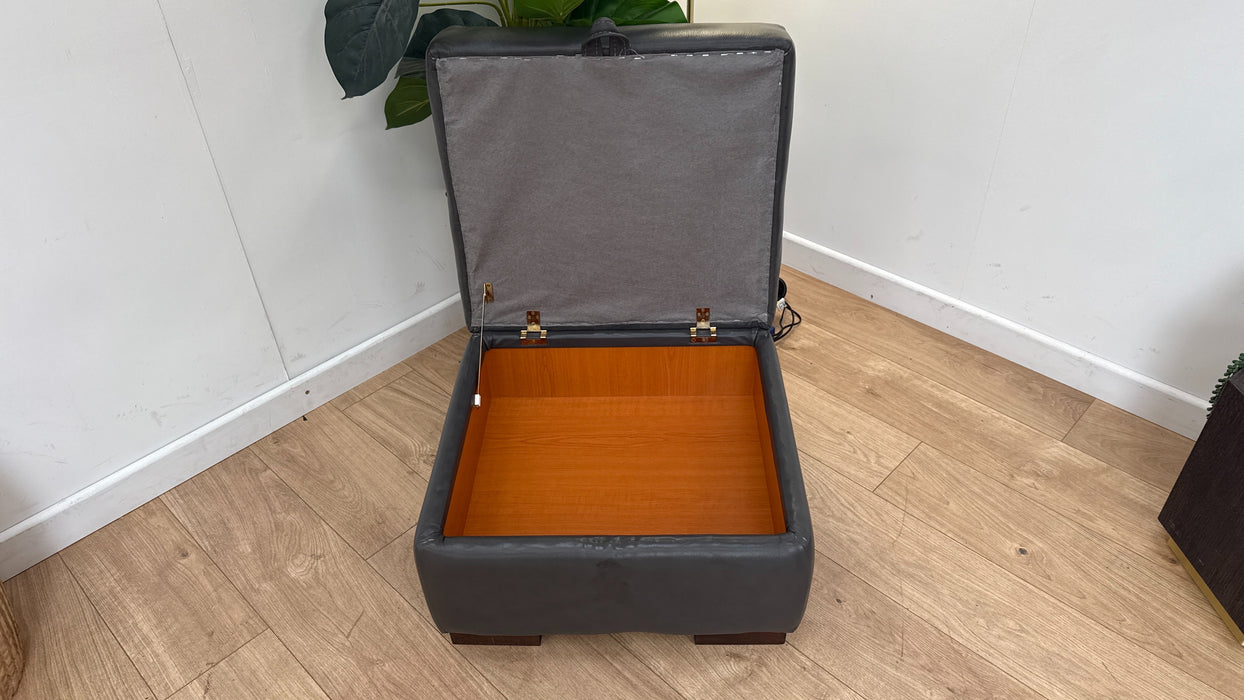 Sofology Cordelia Leather Storage Footstool in Dakota Pewter