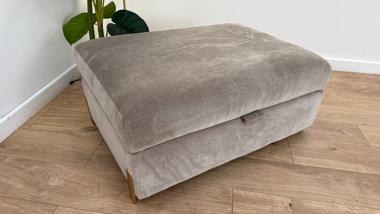 Sofology the Oscar Fabric Storage Footstool in Fine Textured Chenille Stone