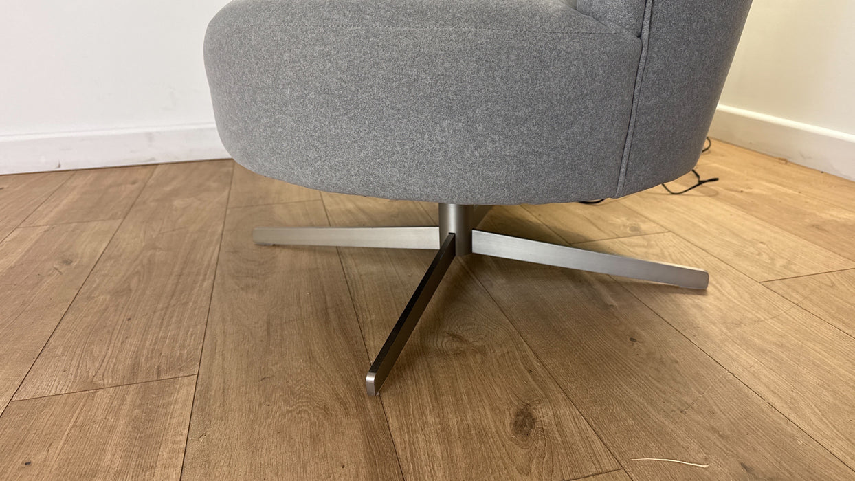 Sofology Islington Fabric Swivel Chair in Nordic Silver