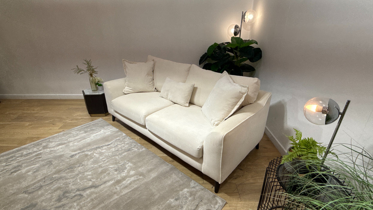 Sofology Mayfair Fabric 3 Seater Foam Seats in Soft Chenille Ivory