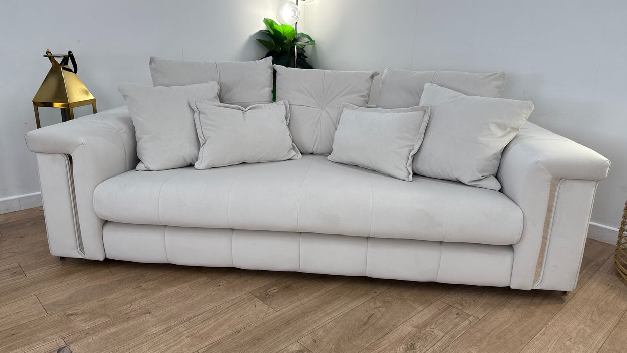 Sofology The Oscar 3 Seater Fabric Sofa in Super Matt Velvet Ecru All Over