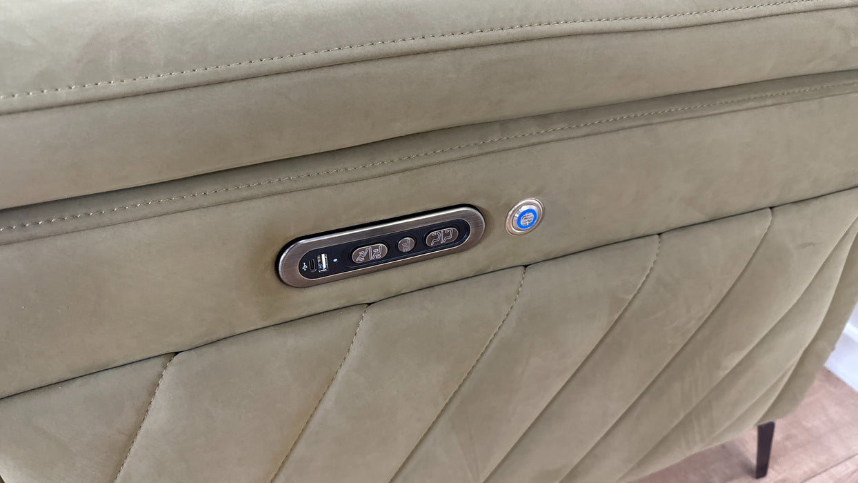 Sofology The Fratelli Fabric 3 Corner 1.5 Seater Power Recliner/Headrest in Lifestyle Nubuck Feel Moss