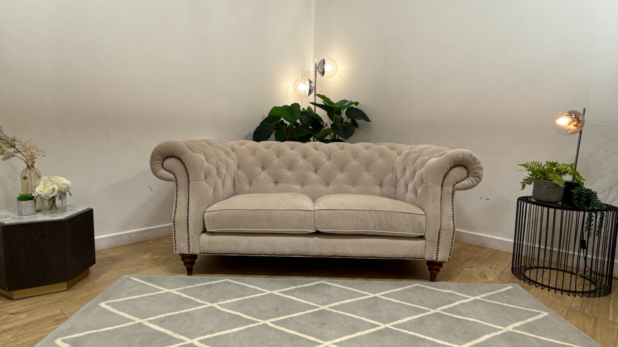 Sofology Darcy Fabric 2 Seater with Studs in Relaxed Chenille Cotton