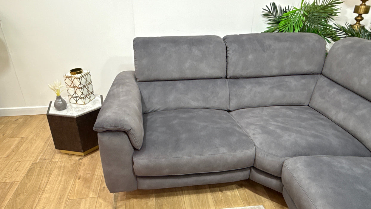 Sofology Illinois Fabric 1 Corner 2 Power Recliner/Headrest in Lifestyle Mottled Charcoal