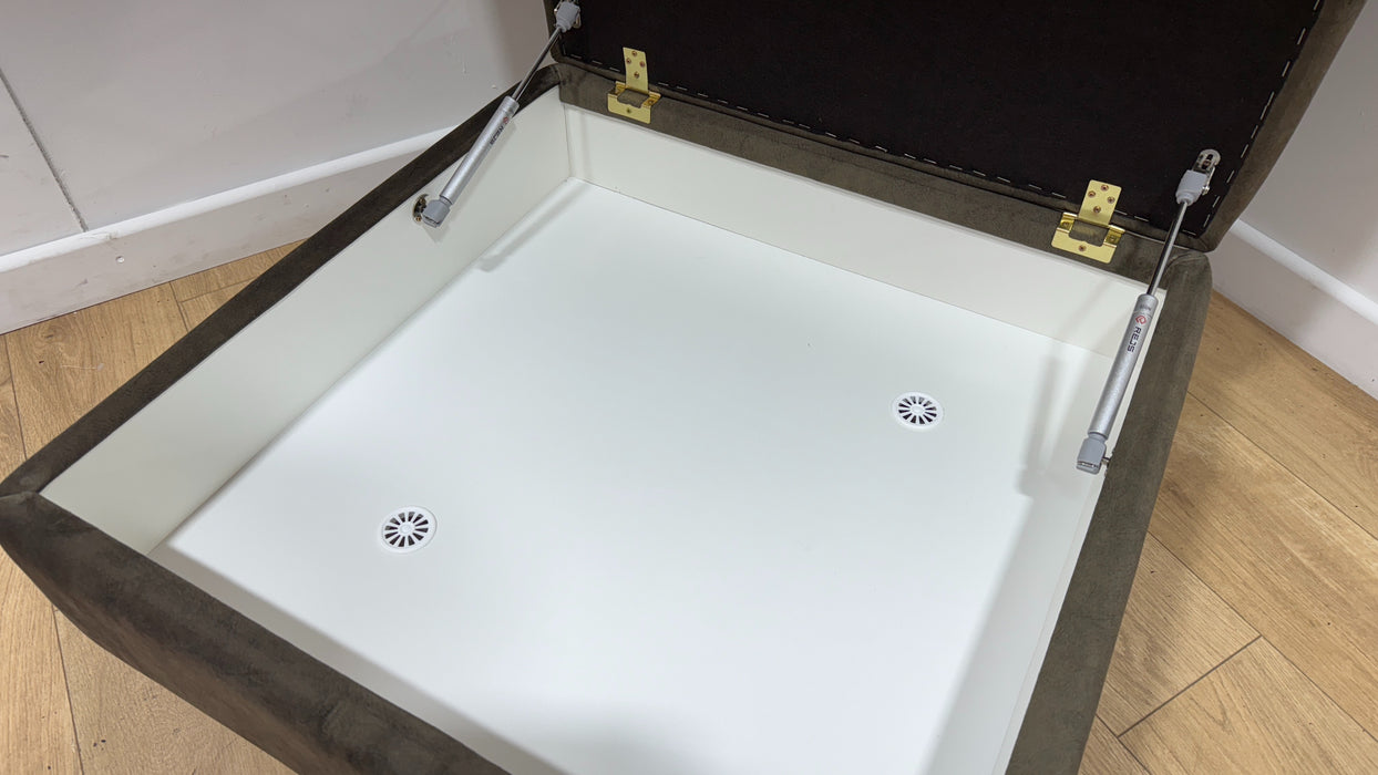 Sofology The Hackney Fabric Storage Memory Foam Footstool in Lifestyle Dapple Olive Green