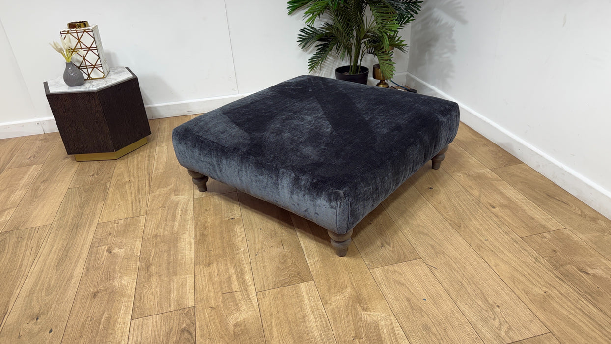 Sofology Highgrove Fabric Designer Footstool in Luxe Chenille Charcoal