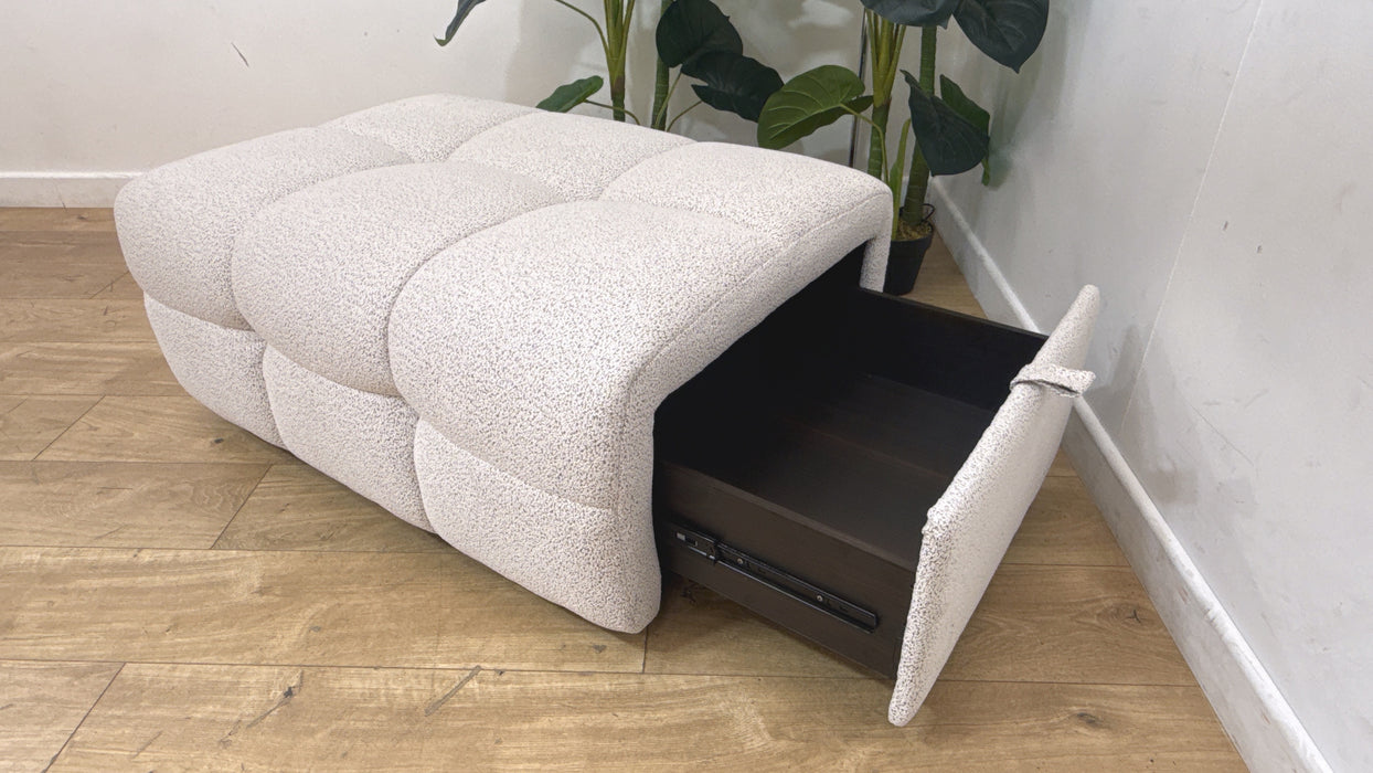 Sofology Lunar Fabric Designer Storage Footstool in Woven Boucle Moonstone