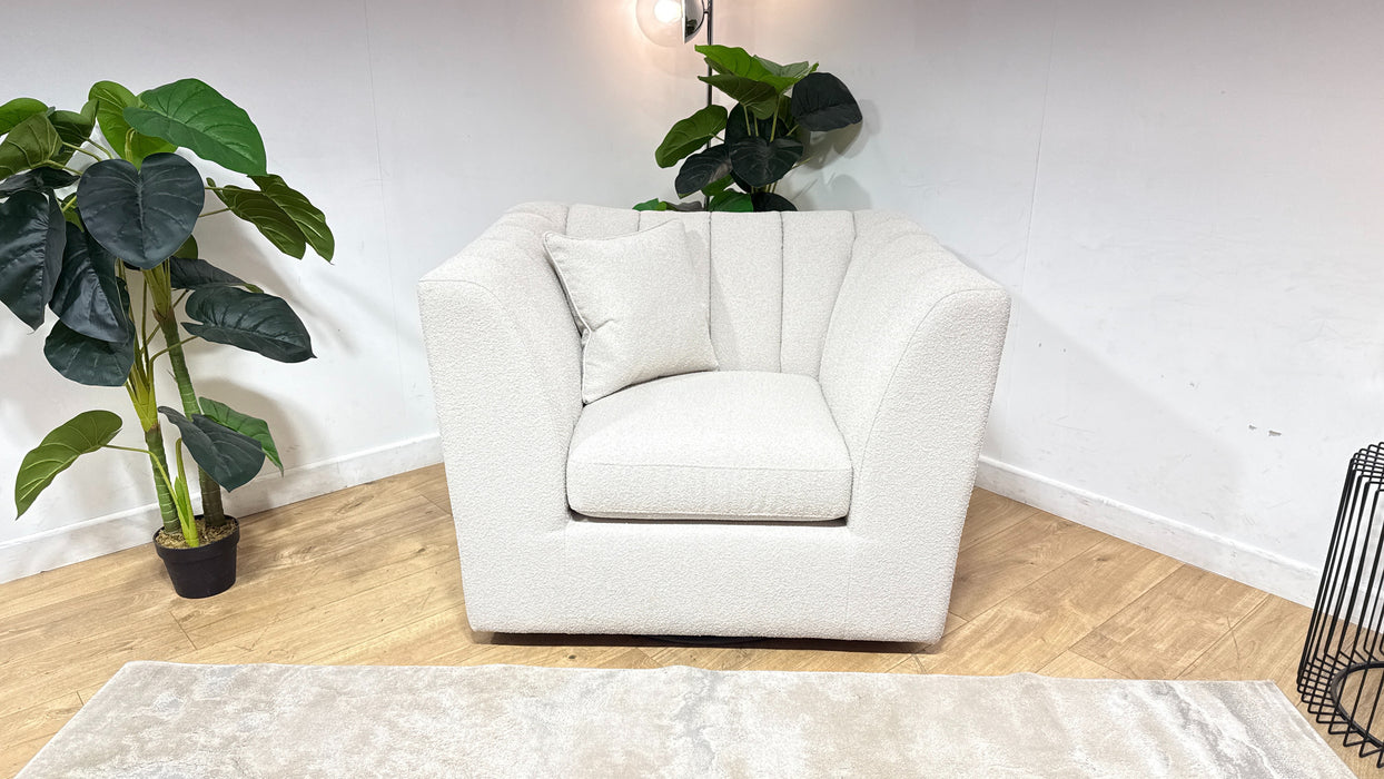 Sofology Downtown Fabric Swivel Chair in Boucle Linen