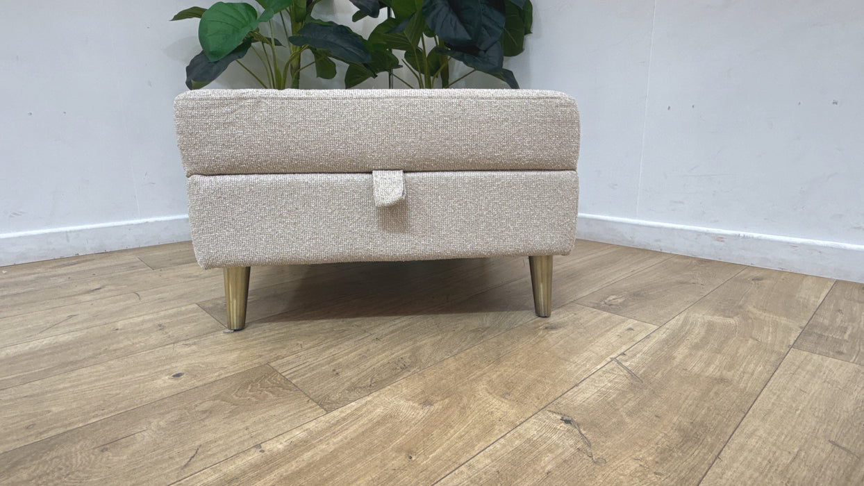 Sofology Hackney Fabric Storage Memory Foam Footstool in Mini Boucle Natural All Over