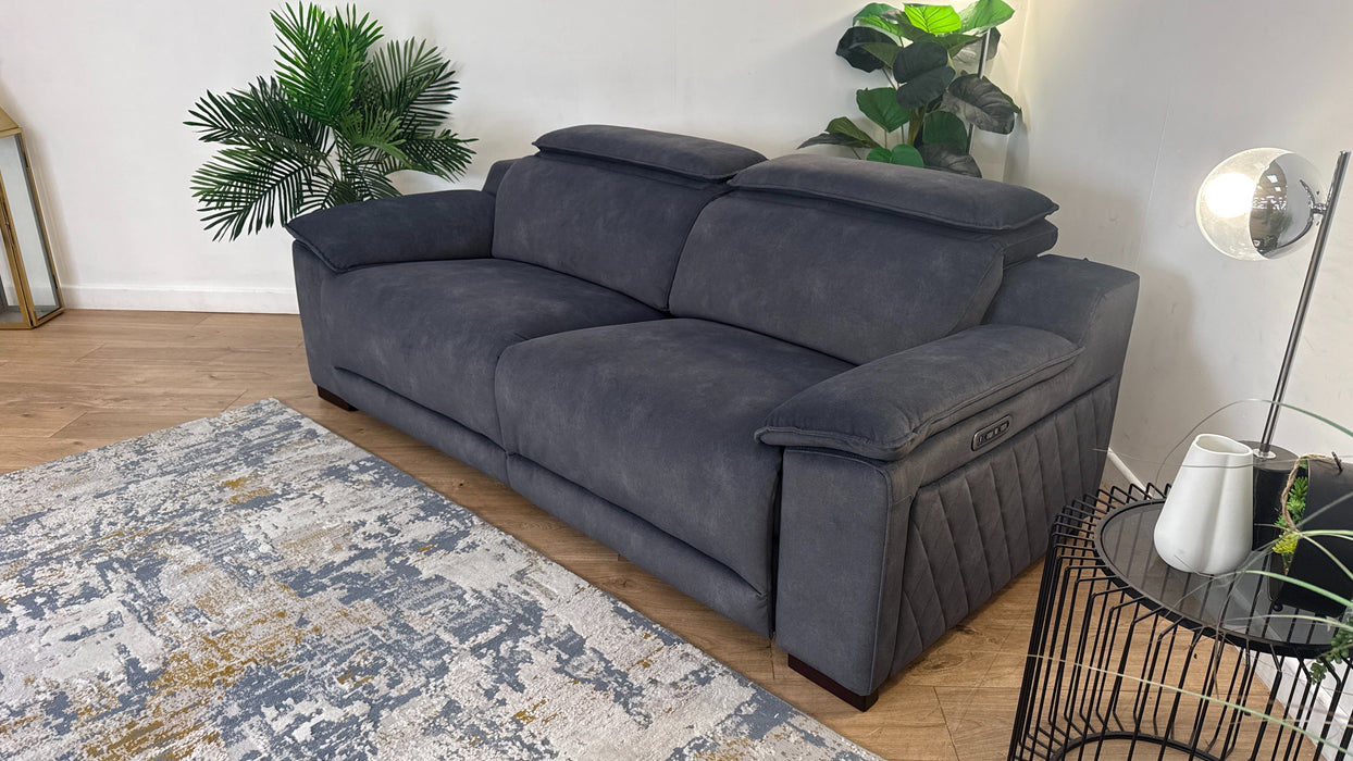 Sofology Benz Fabric 3 Seater Power Recliner/Headrest in Lifestyle Flecked Charcoal
