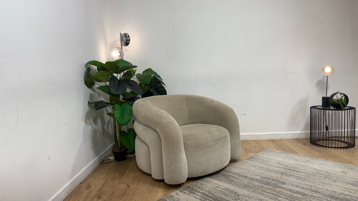 Sofology Dalston Fabric Swivel Chair in Soft Chenille Linen Limited Edition