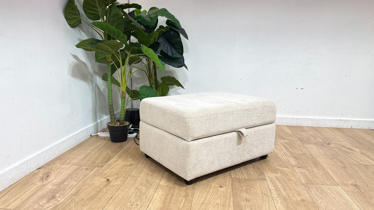 Sofology Strand Storage Footstool in Linen Look Chenille Natural