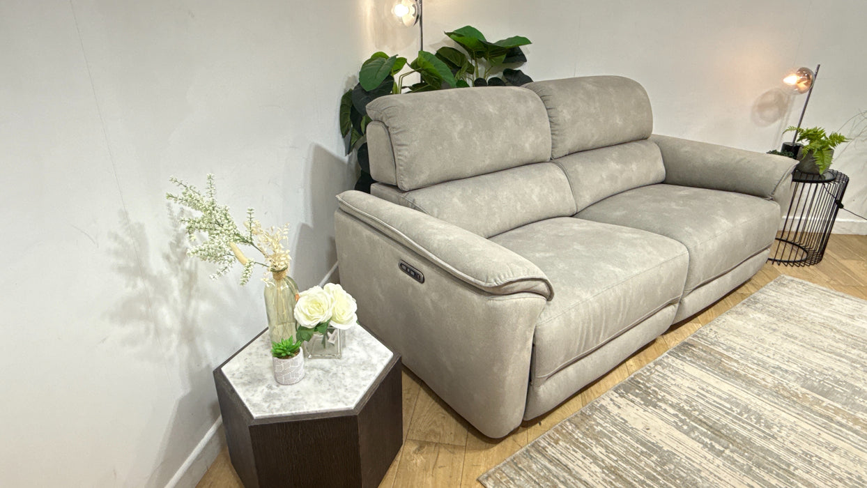 Sofology Hugo Fabric 2.5 Seater Power Recliner/Headrest in Lifestyle Flecked Stone