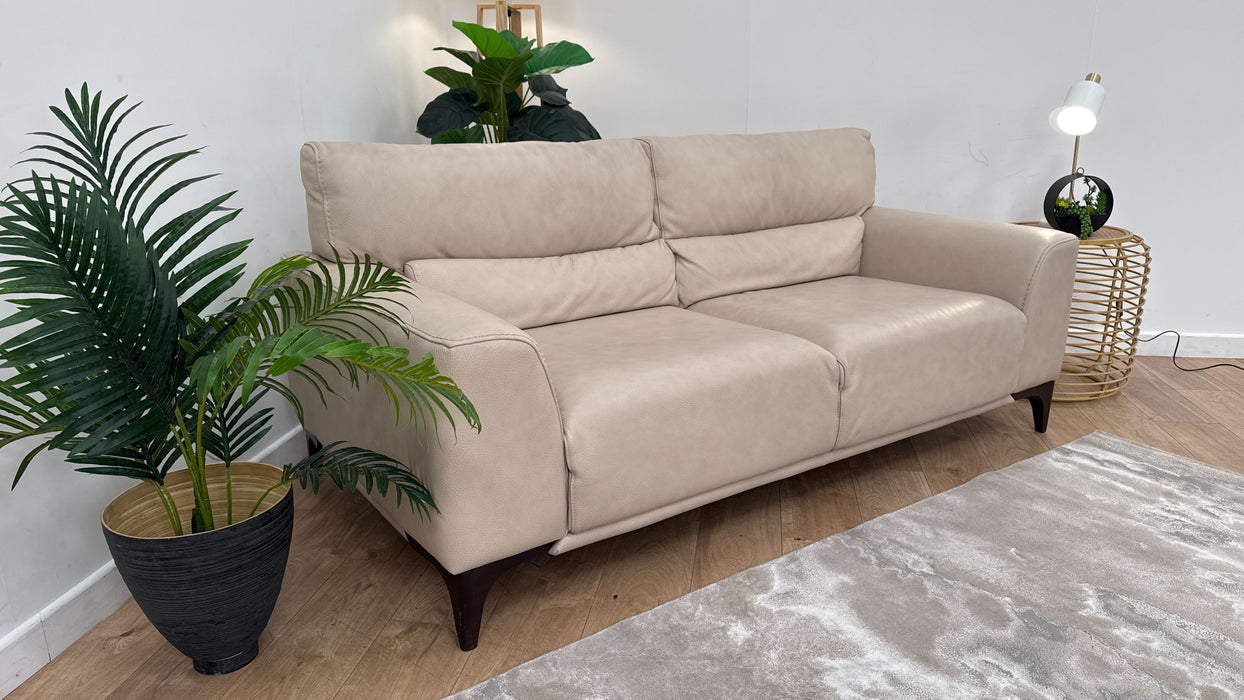 Sofology The Sassari 3 Seater Leather Sofa in Gemini Bone