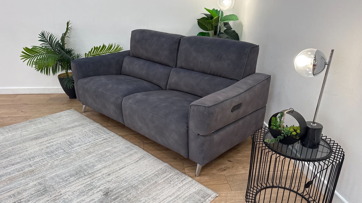 Sofology Dakota Fabric 3 Seater Power Recliner/Headrest in Lifestyle Mottled Charcoal