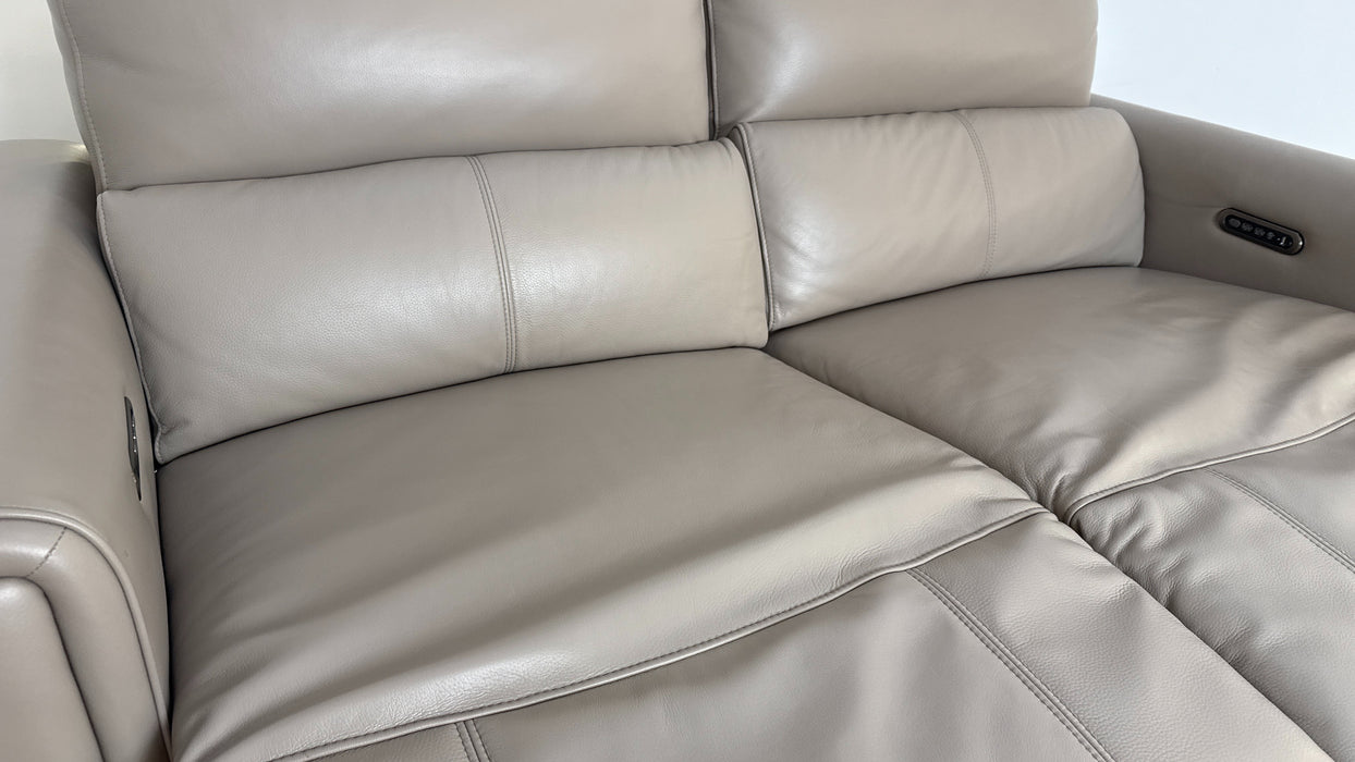Sofology The Ravello Leather 2.5 Seater Power Recliner/Headrest Lumbar in Trusty Embossed Stone