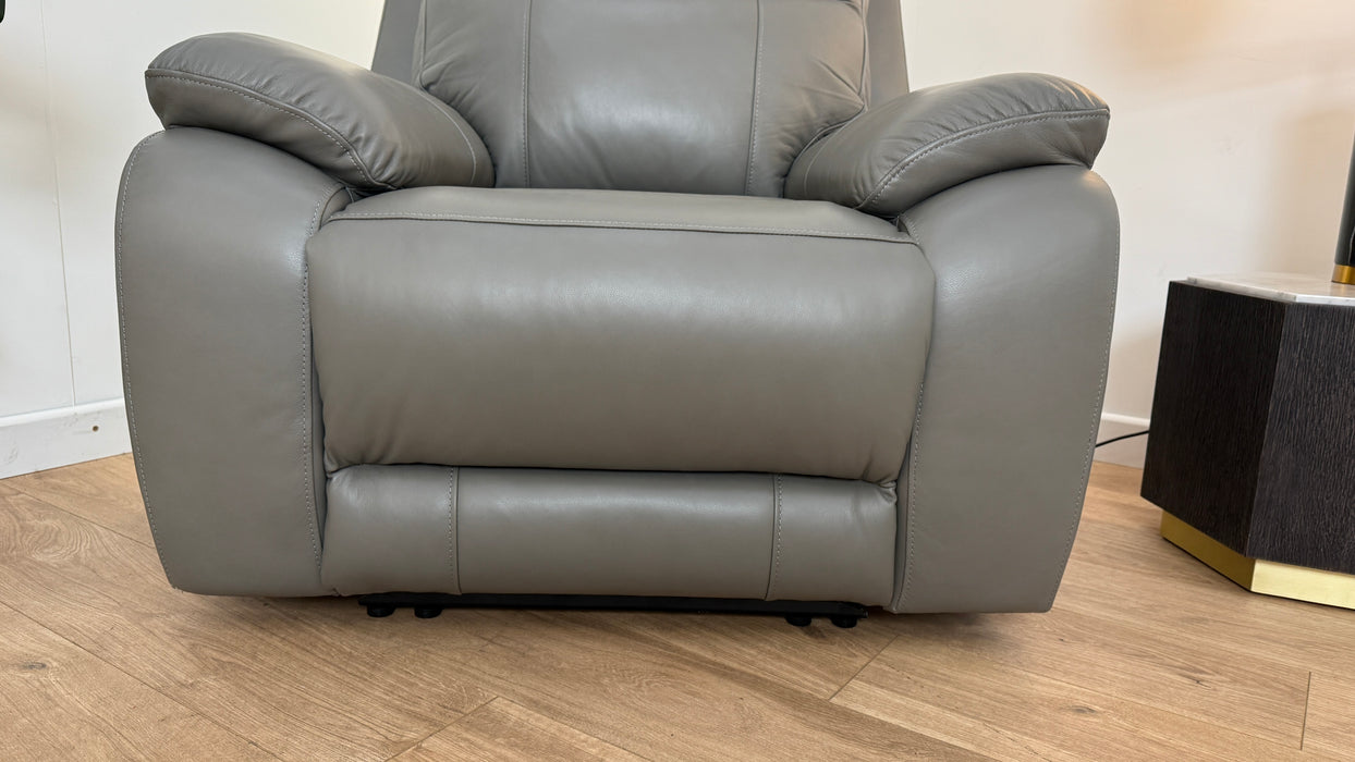 Sample Leather Power Recliner in Grey