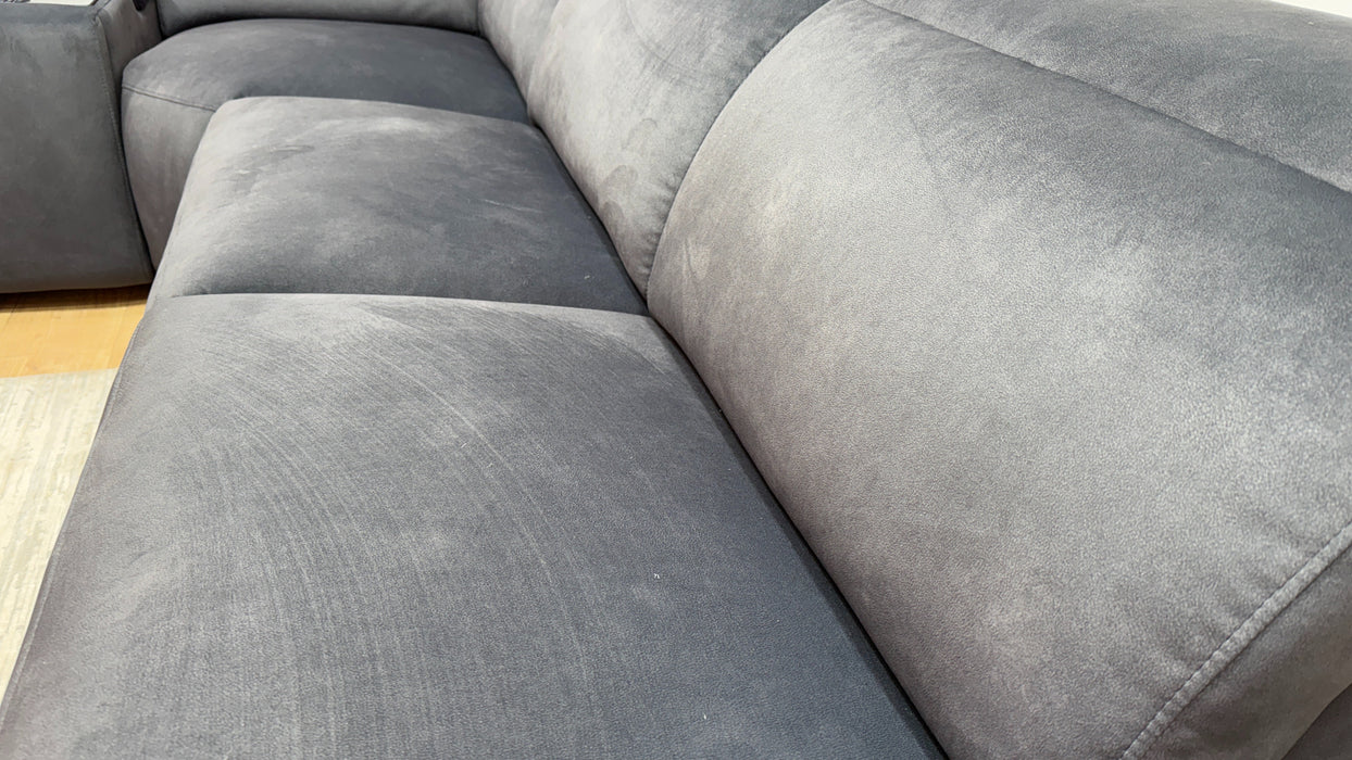 Sofology Fabric 3 Corner Console 1.5 Chaise Power Recliner/Headrest in Lifestyle Flecked Anthracite