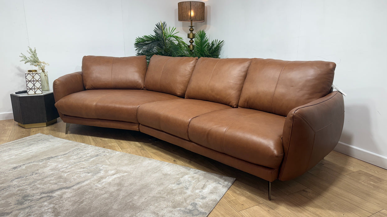 Sofology Adler Leather Asymmetric 4 Seater in Relaxed Soft Tan