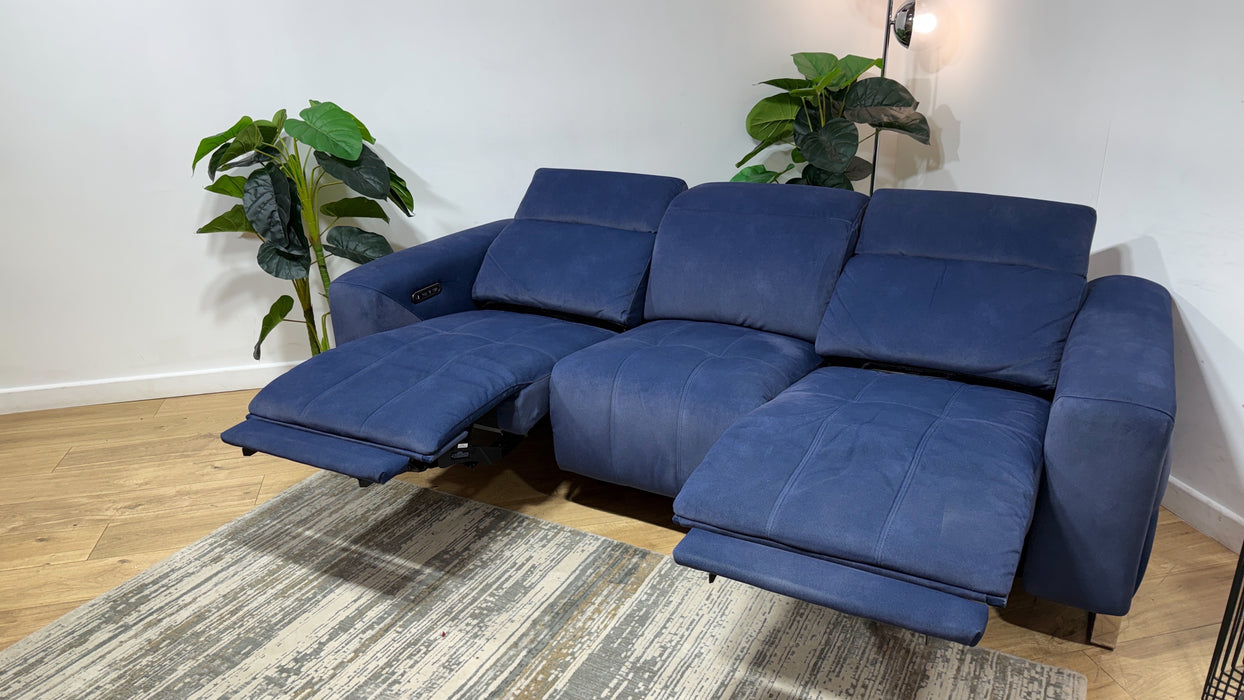 Sofology Marvella Fabric 3 Seater Power Recliner/Headrest in Lifestyle Flecked Navy