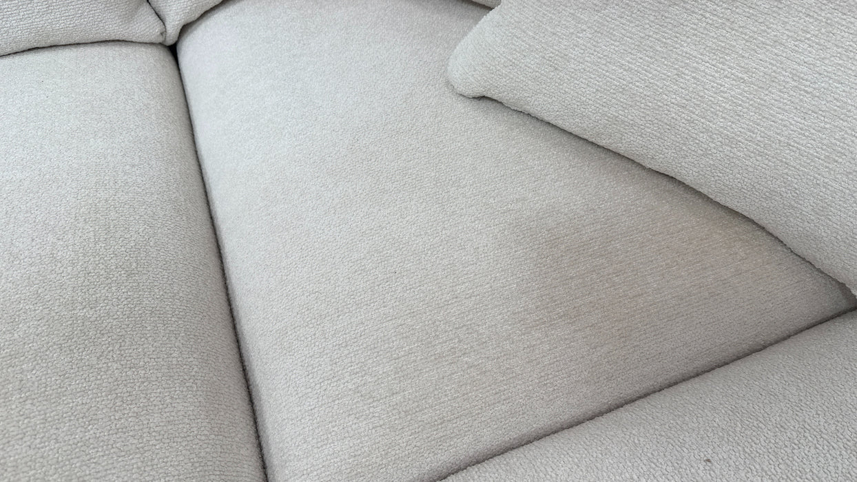 Sofology Westwood Fabric 3 Corner 3 Gold Trim in Soft Boucle Ecru